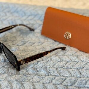 Tory Burch Miller Oversized Tortoise Shell Sunglasses with Case